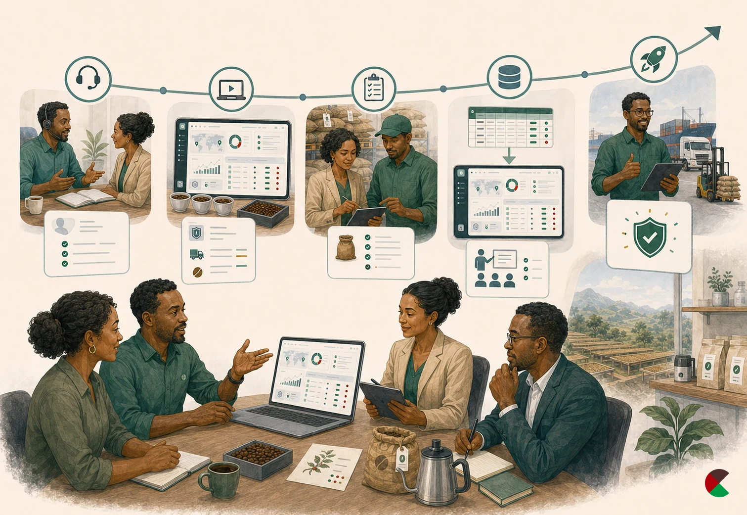 Illustrated implementation and partner support workflow